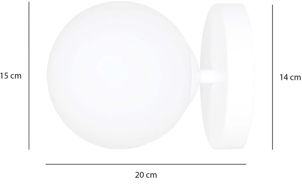 Applique A 1 Luce Hallador In Acciaio Bianco E Sfera In Vetro Opalino