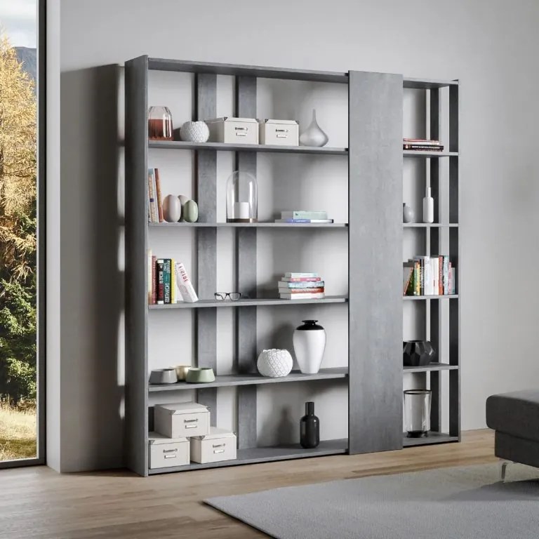 Libreria Eleganza Kato, Composizione D Kato 6R 2 fianchi 4 fasce lunghe / Cemento