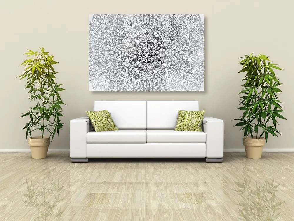 Stampa su tela – Mandala etnica in bianco e nero