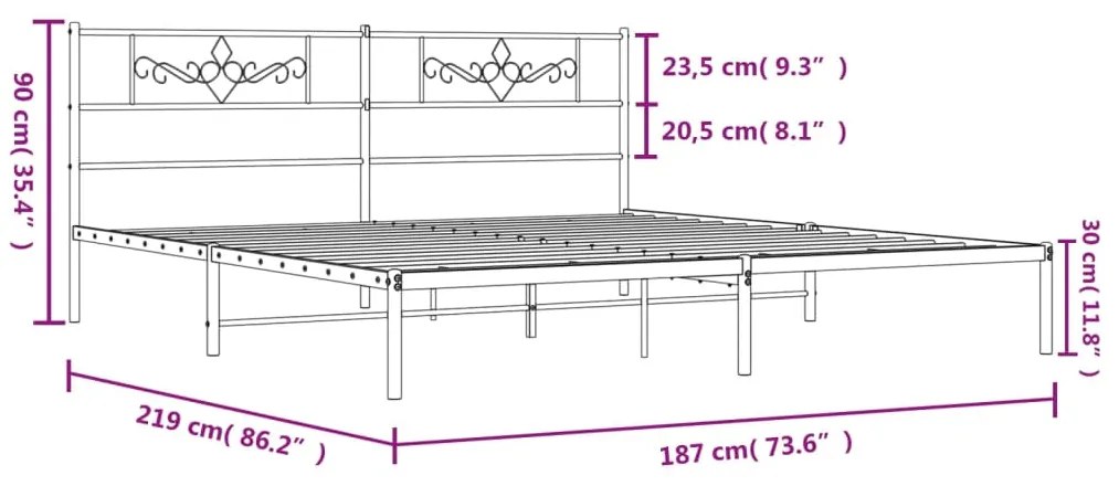 Giroletto con Testiera in Metallo Nero 183x213 cm