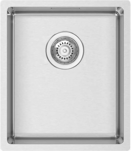 Lavello quadrato 1 vasca in inox argento RODI Box Lux 34 piletta tonda L 38 x L 44 cm