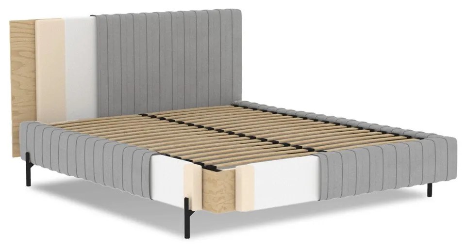 Letto matrimoniale imbottito color petrolio con contenitore e rete inclusi 140x200 cm Plissa – ELTAP