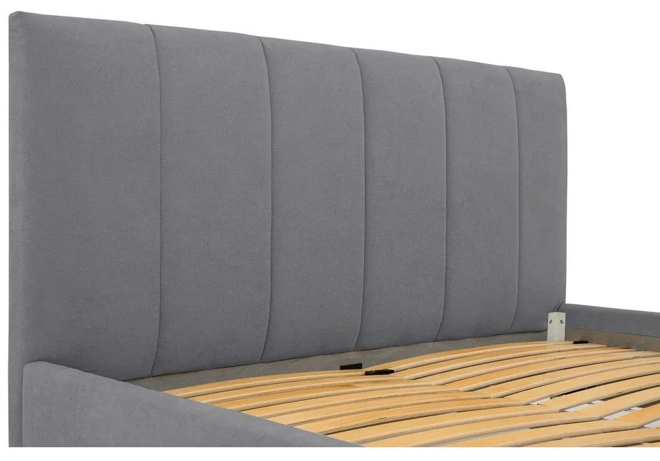 Letto matrimoniale imbottito grigio con doghe in legno 160x200 cm Zee - Scandic