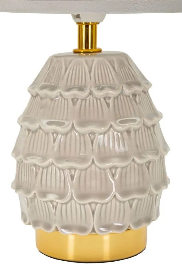 Lampada da tavolo beige in ceramica con paralume in tessuto (altezza totale 30,5 cm) Pigny – Mauro Ferretti