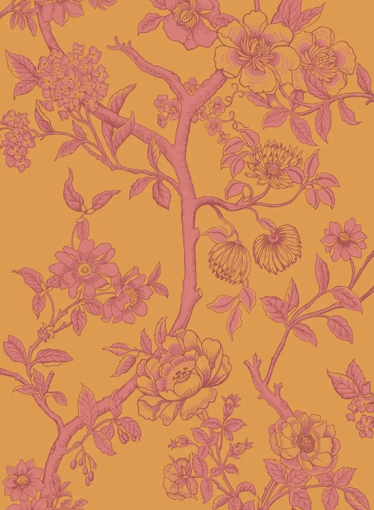 Cole & Son Carta da parati Paradise Tree - Emerald and Petal Pink