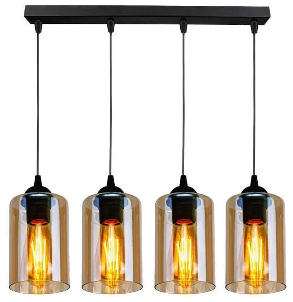 Lampada a sospensione nera con paralume in vetro 10x65 cm Bistro - Candellux Lighting