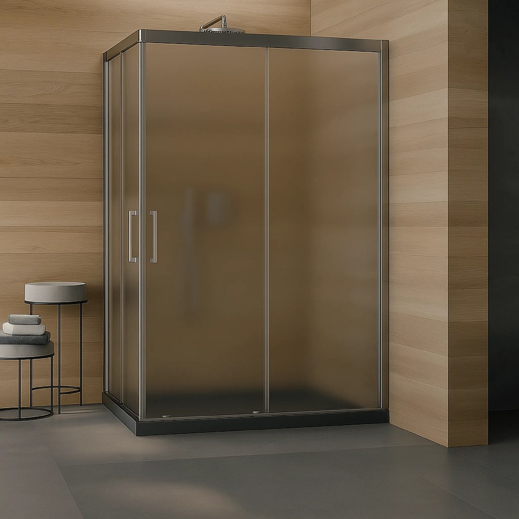 Box Doccia Angolare Scorrevole 70x90 Vanita Docce "Hera" Cromo Lucido/Vetro Crepè
