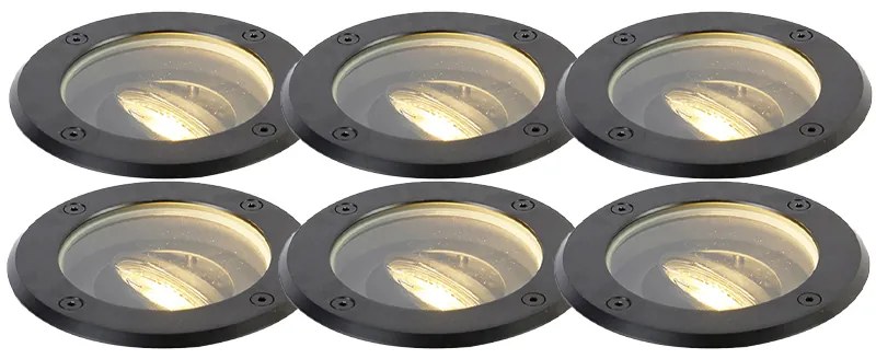 Set di 6 faretti da terra orientabili neri IP65 - Delux