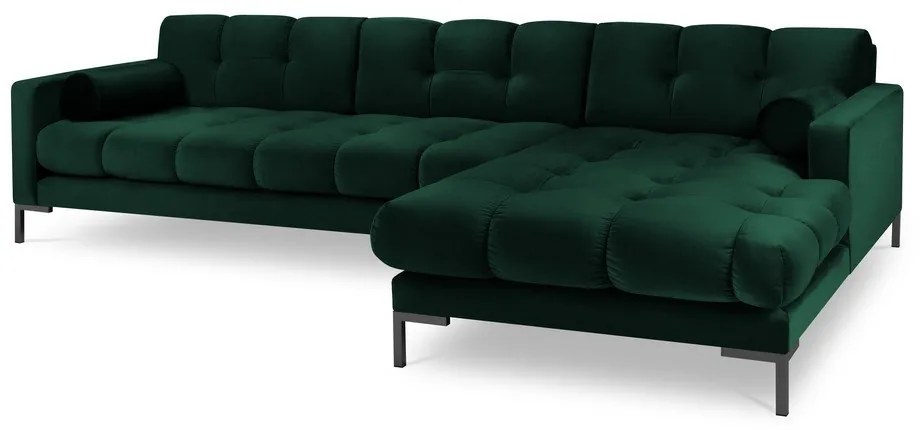 Divano angolare in velluto verde scuro, angolo destro Bali - Cosmopolitan Design