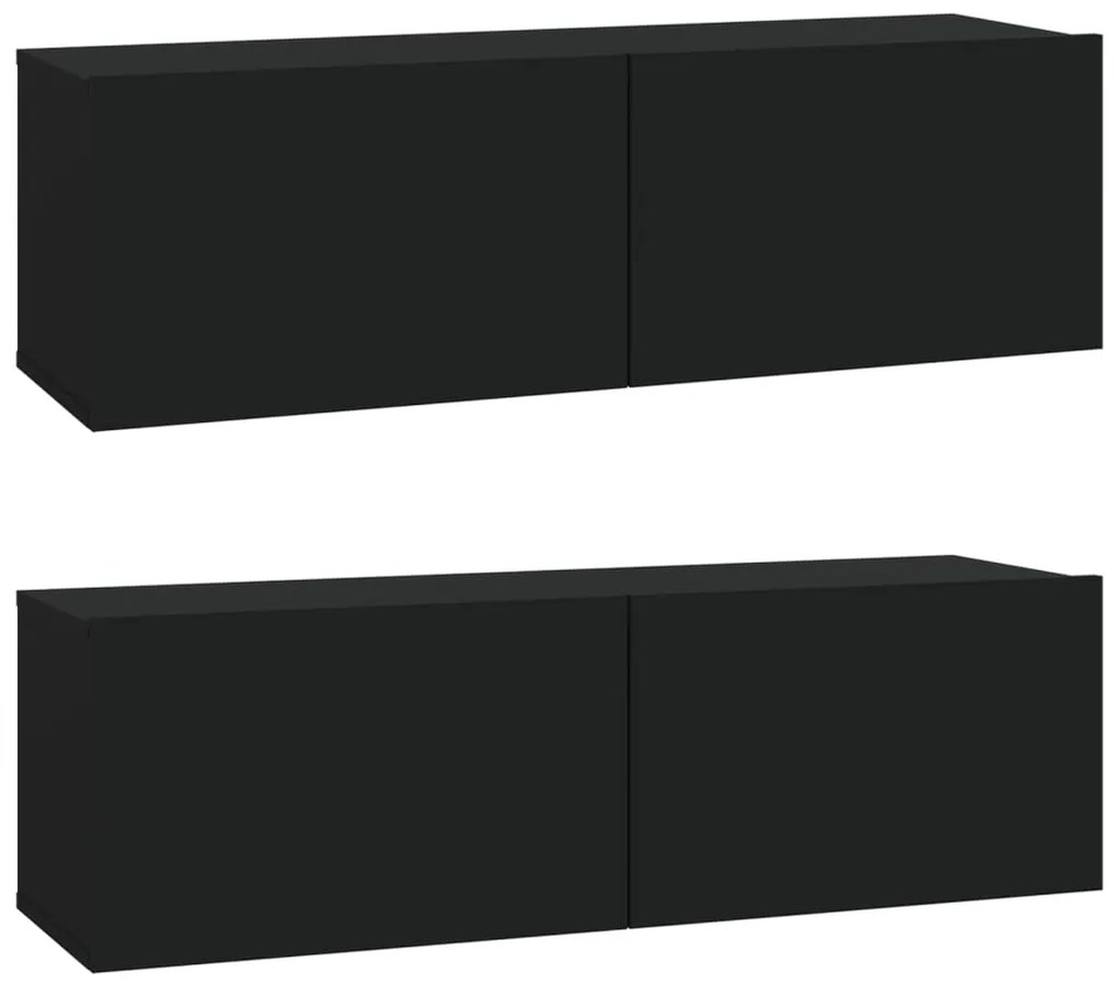 Set mobili porta tv 3 pz nero in legno multistrato