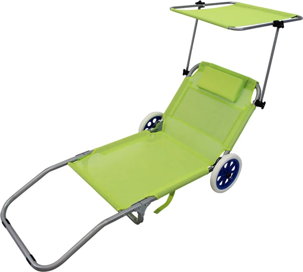 spiaggina prendisole pieghevole con ruote e tettuccio colore casuale cm 145 x 52 x 62 h