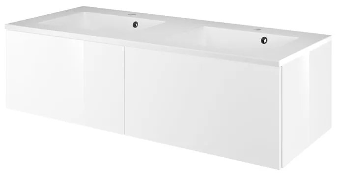 Mobile sottolavabo e lavabo Neo Line bianco L 120 x H 32 x P 48 cm 2 vasche 2 cassetti