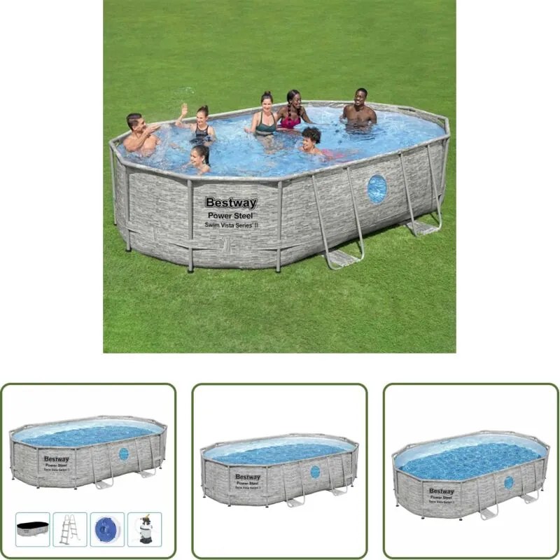 Piscina da giardino - Bestway Set Piscina Power Steel 488x305x107 cm