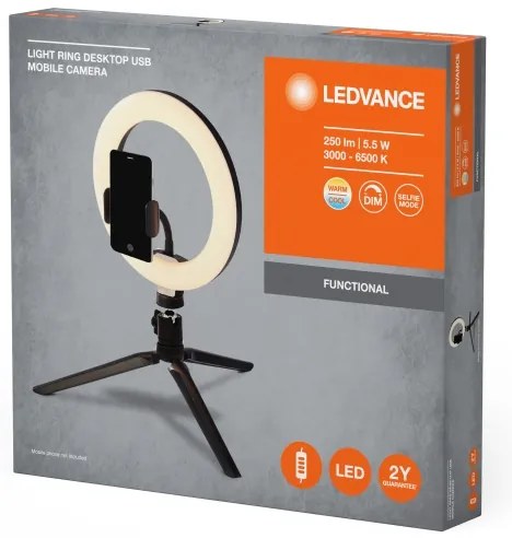 Ledvance -LED Lampada dimmerabile con un supporto e supporto per vlogging LED/5,5W/USB