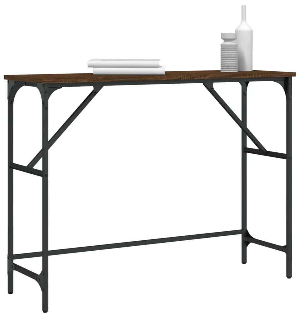 Tavolino consolle rovere marrone 100x32x75 cm legno multistrato