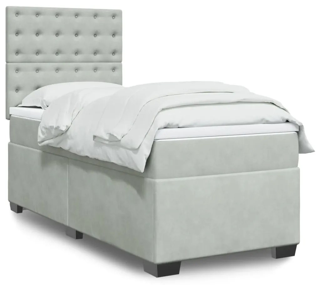 Giroletto A Molle Con Materasso Grigio Chiaro 100x200cm Velluto /