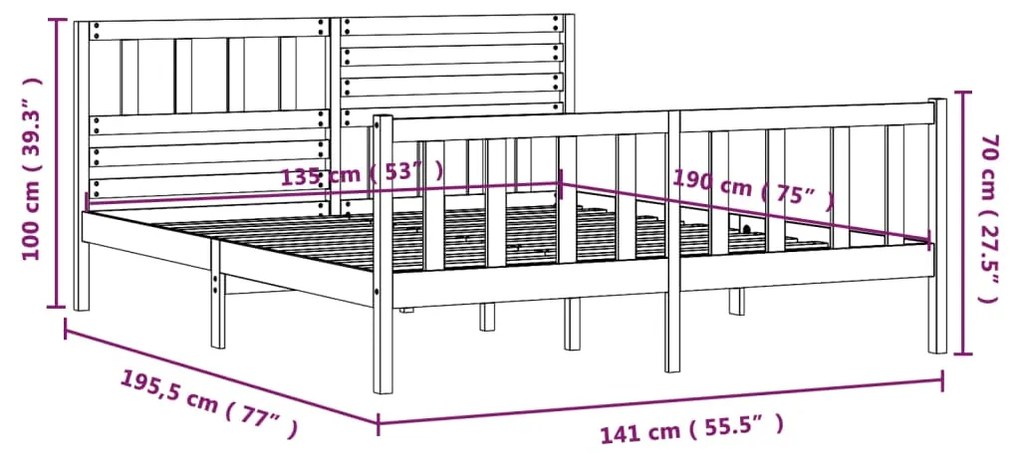 Giroletto 135x190 cm Double in legno Massello