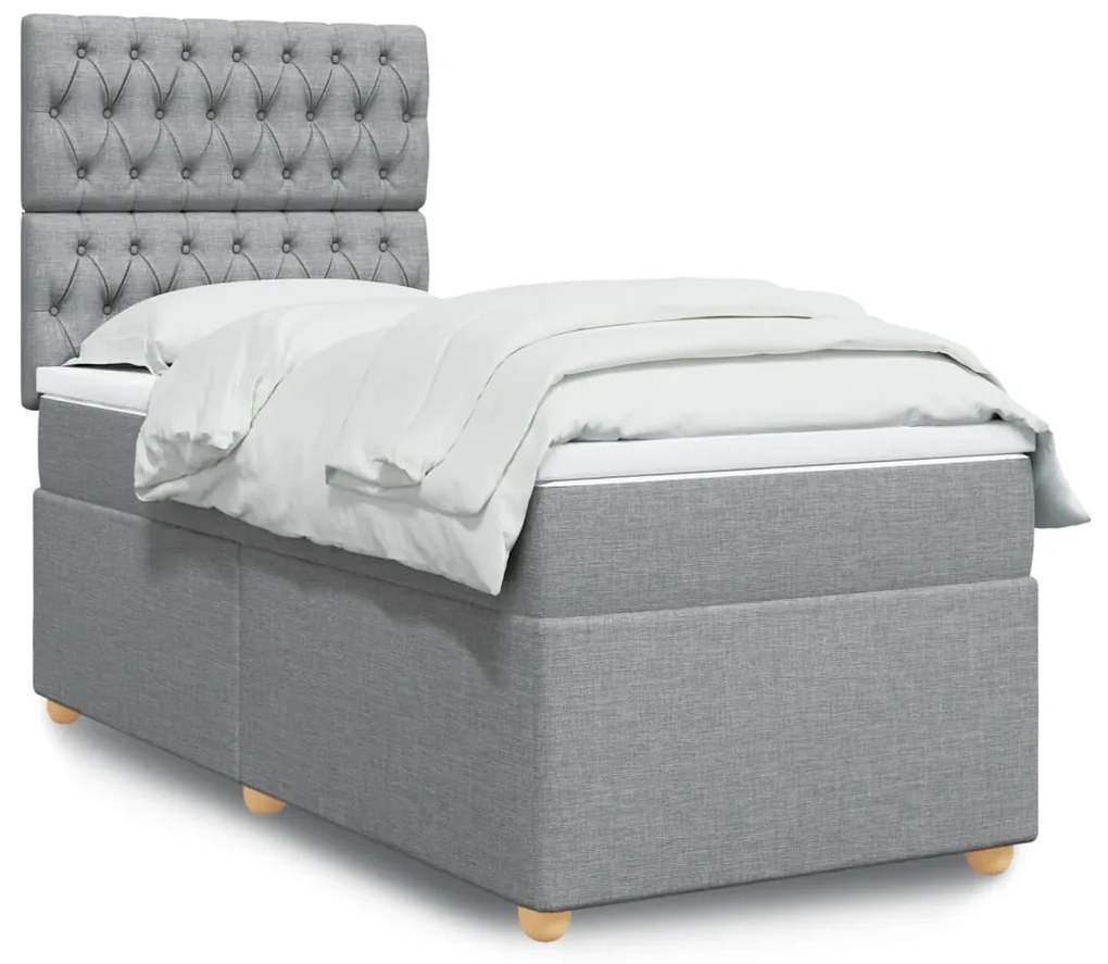 Giroletto A Molle Con Materasso Grigio Chiaro100x200 Cm Tessuto /