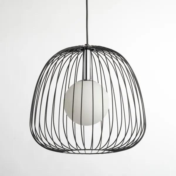 Lampadario a sospensione con filo BELL 1xG9/12W/230V diametro 33 cm nero/cromo lucido