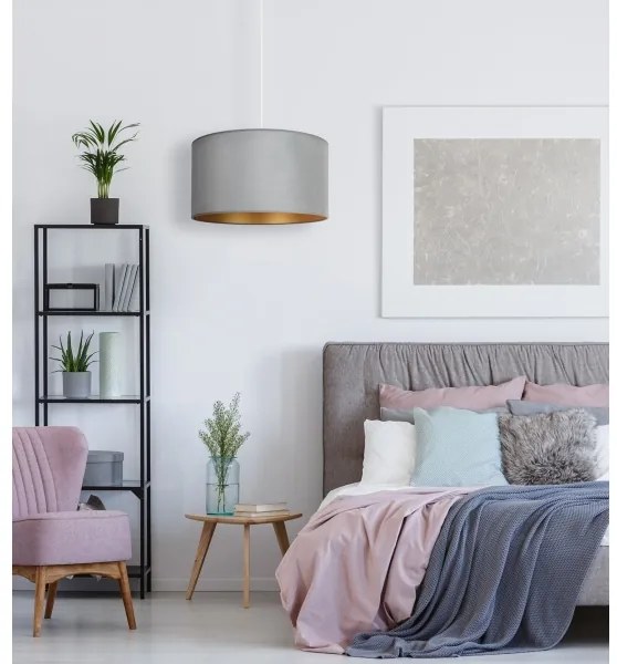 Duolla - Lampadario a sospensione con filo ROLLER 1xE27/15W/230V chiaro diametro 40 cm verde/oro