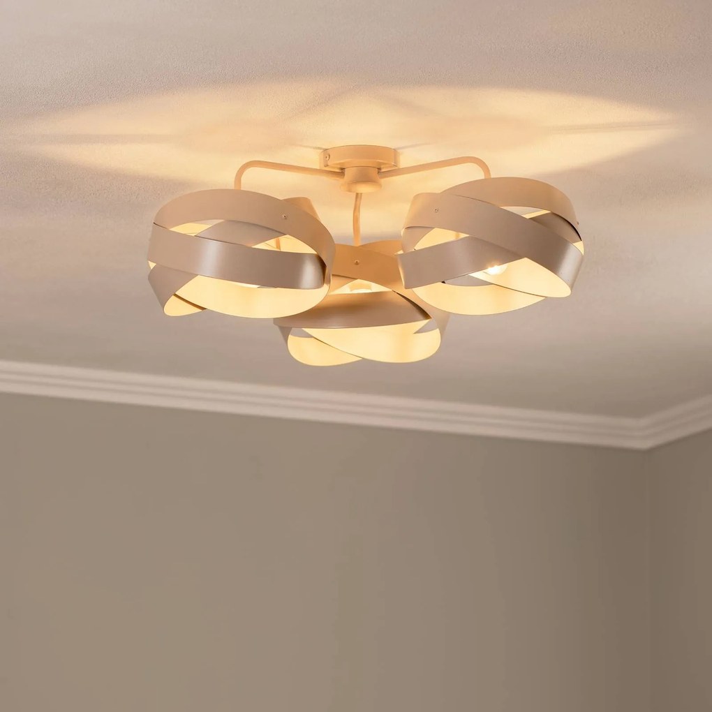 Euluna plafoniera Tornado, beige, a 3 luci