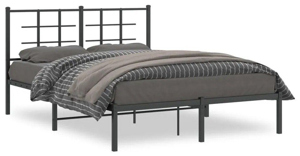 Giroletto Con Testiera İn Metallo Nero 135x190 Cm /