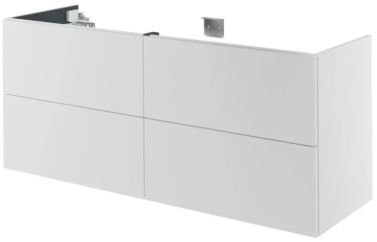 Mobile da bagno sospeso sotto lavabo L 150 x H 48 x P 64 cm bianco laccato, 2 cassetti 1 anta con cassetto Neo, Maniglie acquistabili separatamente
