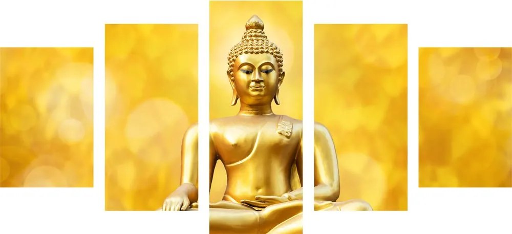 Quadri 5 pezzi – Statua dorata di Buddha