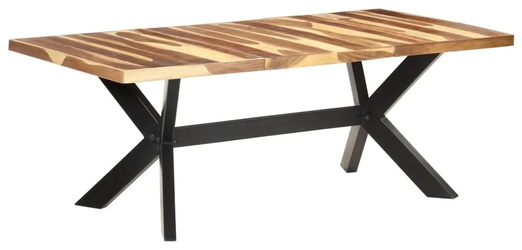 Tavolo Da Pranzo 200x100x75cm Legno Massello Con Finitura Ambra /