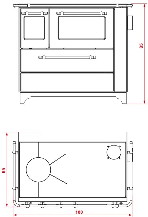 Royal Betty 4.5 New Cucina A Legna 6kw 100x65x85 Cm In Acciaio Smaltato Canna Di Fucile