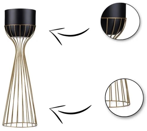 Vaso da fiori in metallo LOFT 68x20 cm oro/nero