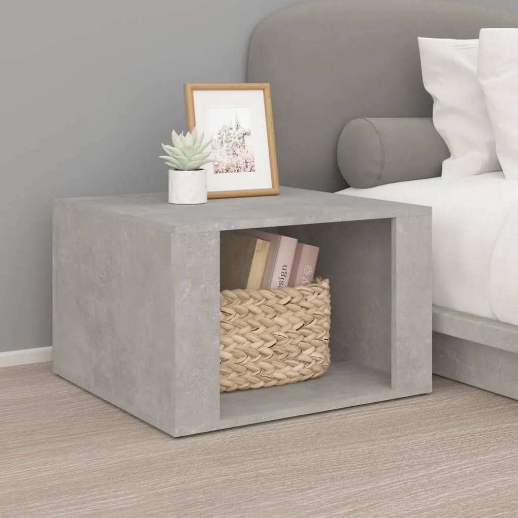 Comodino Grigio Cemento 57x55x36 Cm İn Legno Multistrato /