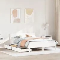 Letto senza Materasso Bianco 140x190 cm Legno Massello di Pino 3301762