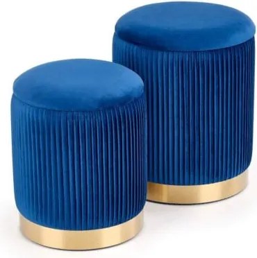 Set di Pouf imbottiti Monty in blu /oro