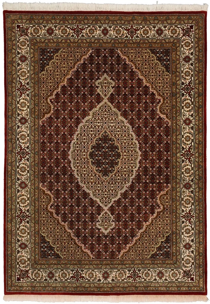 Tabriz Tappeto 150x220 Rosso (Indian) Annodato A Mano
