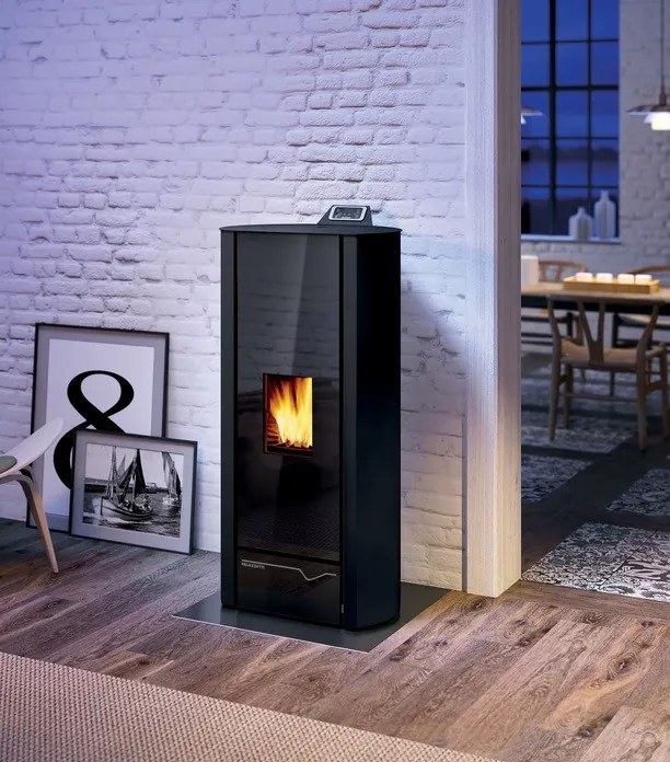 Palazzetti Cecile Lux 9 Stufa A Pellet Ermetica Ecofire Ad Aria 9kw In Acciaio Antracite