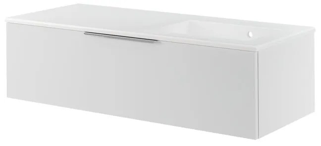 Mobile da bagno sospeso sotto lavabo L 120 x H 64 x P 48 cm bianco laccato opaco, 2 cassetti SENSEA Neo, Maniglie acquistabili separatamente