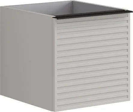 Cassettiera Pixel con 2 cassetti (1 interno) frontale Stripes laccato opaco Beige Greige e maniglia alluminio nero opaco L40 H40 P45,5 cm