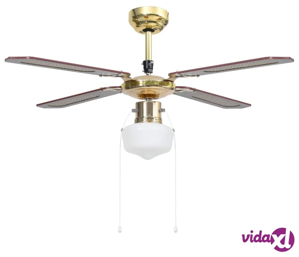 vidaXL Ventilatore da Soffitto con Luce 106 cm Marrone