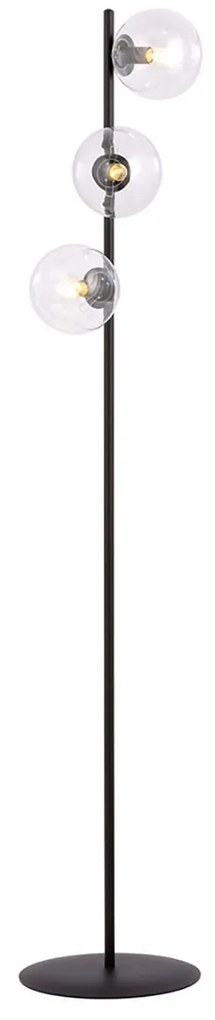 Piantana Minimal Durga Acciaio Nero Trasparente 3 Luci E14 Ip20
