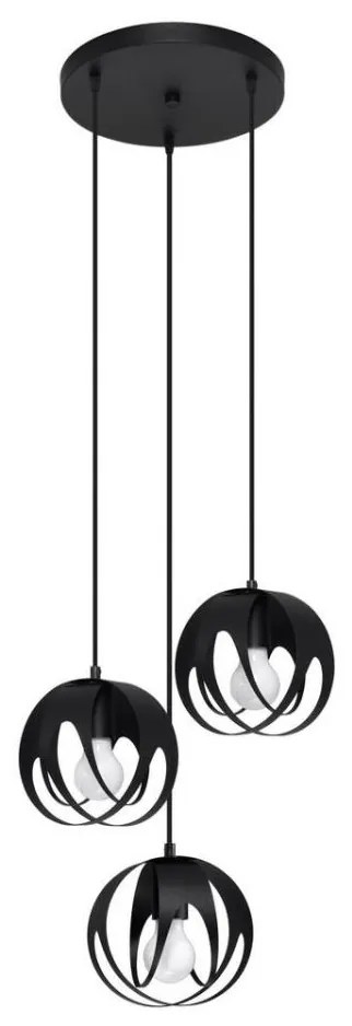 Sollux SL.1088 - Lampadario su corda TULOS 3xE27/60W/230V nero