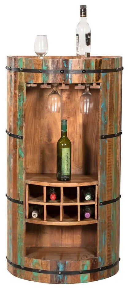 Scaffale per vino in legno riciclato colore naturale 8 bottiglie 60x115 cm Kaveri - Interia Home &amp; Living