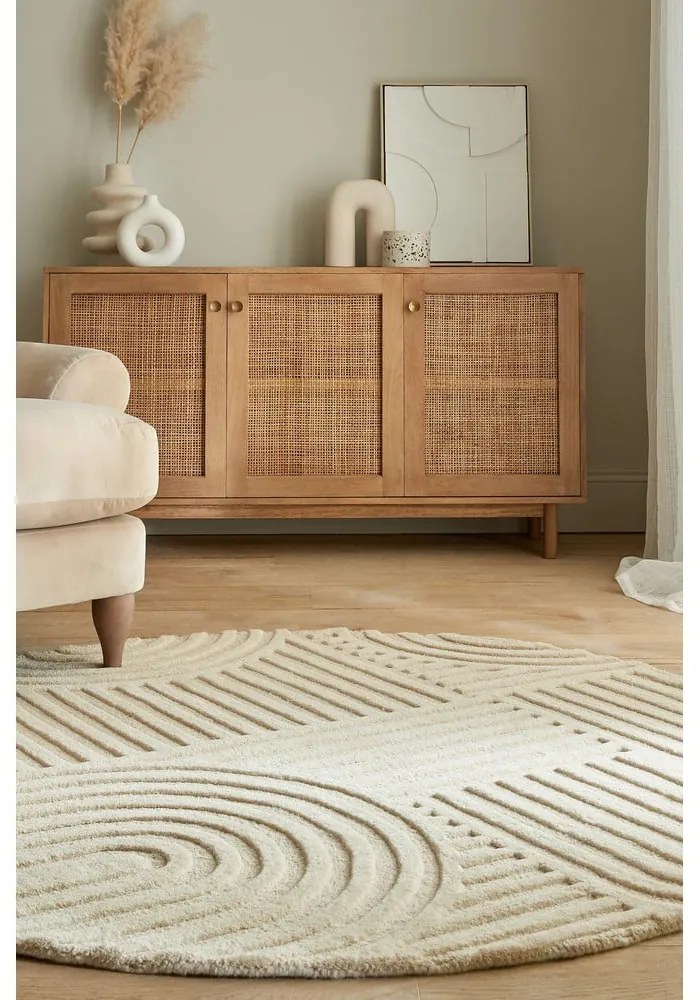 Tappeto rotondo in lana beige ø 160 cm Zen Garden - Flair Rugs