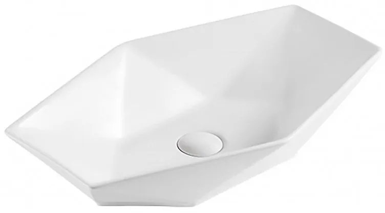 Kamalu - lavabo da appoggio 57cm design esagonale bianco | litos-k57