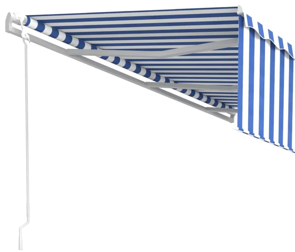 Tenda Sole Retrattile Automatica con Parasole 6x3m Blu Bianco