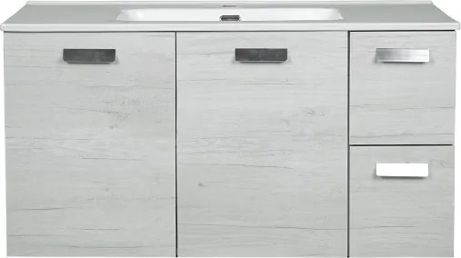 Mobile da bagno sospeso base lavabo 101 cm a 2 ante e 2 cassetti ANGELA2 Quercia Bianco