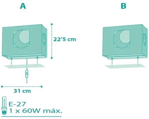 Dalber D-63238H - Applique per bambini MOONLIGHT 1xE27/60W/230V