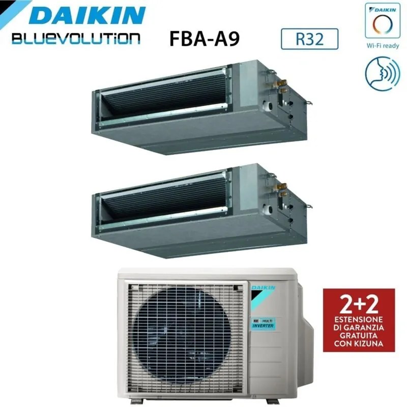Daikin - Climatizzatore Condizionatore Bluevolution Dual Split Canalizzato Canalizzabile Inverter serie fba-a 12+12 con 3MXM68N R-32 Wi-Fi Optional