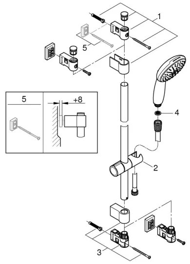 GROHE 26955001 - Set doccia VITALIO START 110 900 mm in acciaio inox