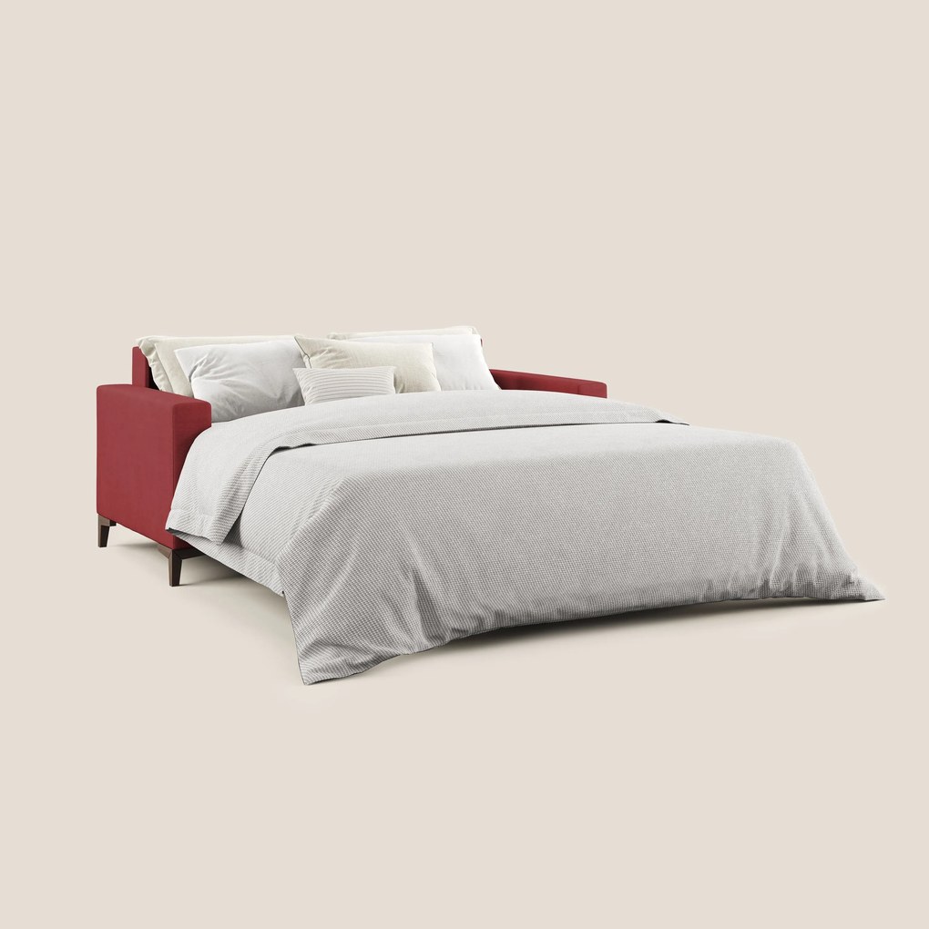 Kafka divano letto matrimoniale in morbido tessuto impermeabile T02 rosso